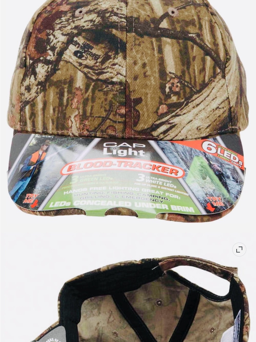 Mossy Oak Camo Cap with Concealed LED Light - Brown Green